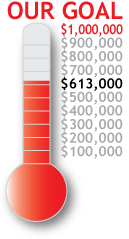 thermometer $613,000 reached of $1,000,000